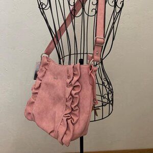 Kenzie Auckland Crossbody Shoulder Purse Shell/Pink with Ruffles NEW with tags